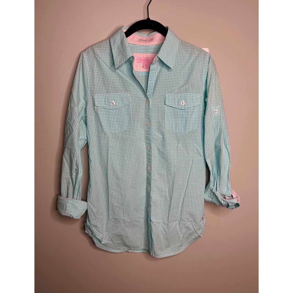 Lilly Pulitzer Women’s Pastel Blue Button Down Preppy Collared Shirt Size XS